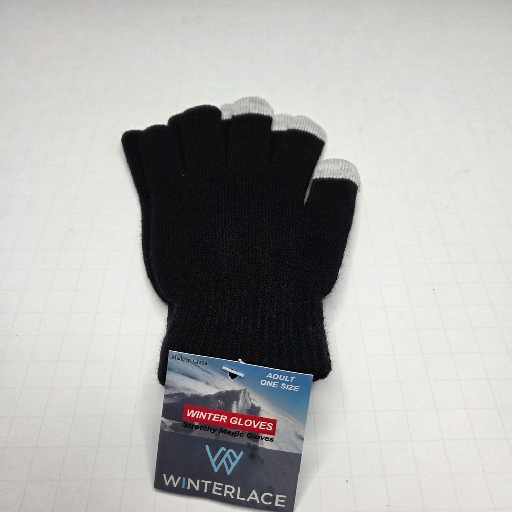 Winterlace Magic Gloves Touchscreen Knit One Size Black Grey Tech Winter New